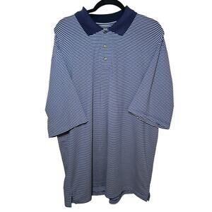 Pebble Beach Performance Golf Golfing Striped Blue White Polo Shirt Mens XL EUC